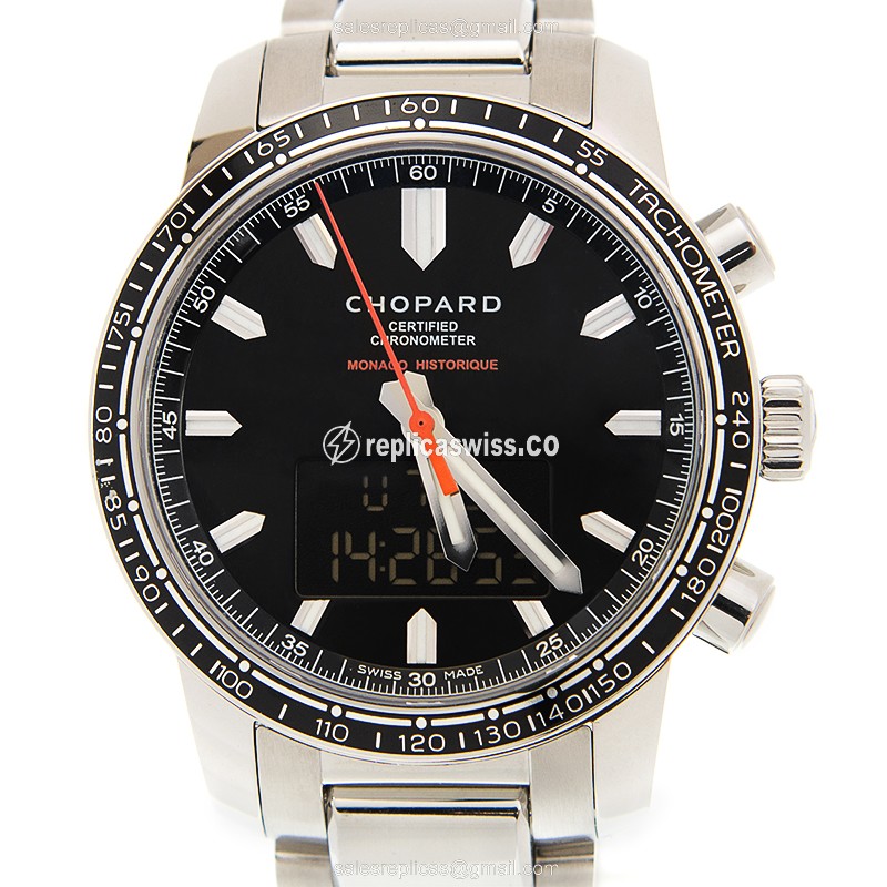 Chopard Mille Miglia Replica - Quartz - Steel Case - Black Dial - Silver Steel Band - Luxury Replica MILLE MIGLIA GT XL Watch
